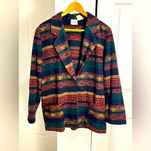 Vintage Bentley Wool Blend Blazer Jacket Southwest Size 11/12 Native Aztec EUC